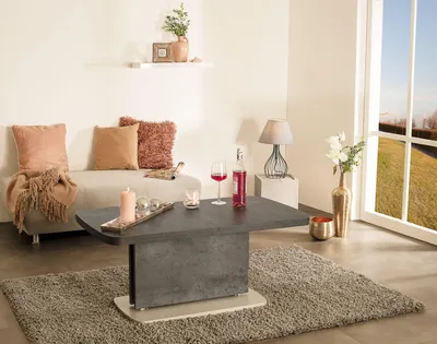 Produktbild von Vierhaus Couchtisch Betonoptik dunkel Silber Höhenverstellbar ausziehbar JM-02-02