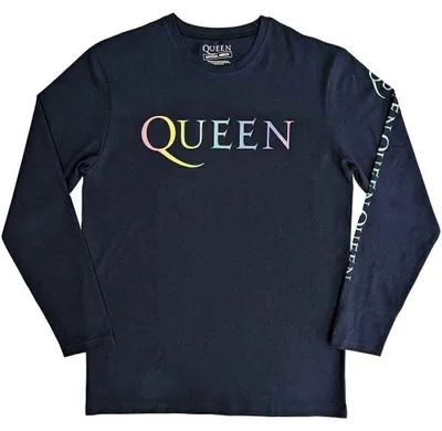 Produktbild von Queen Rainbow Crest (Back & Sleeve Print) Denim Blue XL T-Shirt