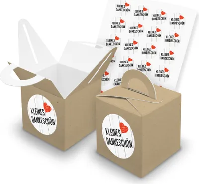 Produktbild von itenga SET 24x Würfelboxen mit Griff Braun (V43) + Motivsticker (M116)