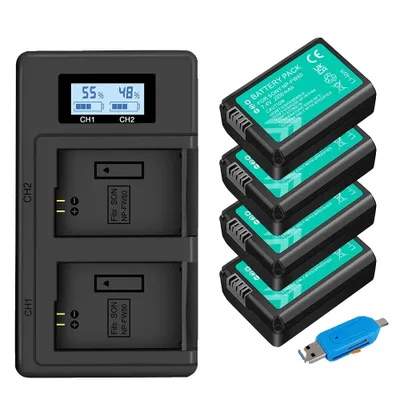 Image de Batterie NP-FW50, capacité de 2250 mAh, compatible avec les appareils photo Sony, 4 batteries et un chargeur