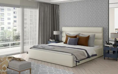 Obrázek produktu pro Manželská čalouněná postel 160x200 LUNESTO 1 - světle béžová