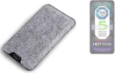 Produktbild von K-S-Trade Filz Handyhülle kompatibel mit Infinix Hot 50 5G Schutzhülle Filztasche Filz Tasche Case Sleeve Handy Hülle Filzhülle grau