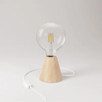 Immagine prodotto di Lampada da tavolo con base in ontano e lampadina trasparente