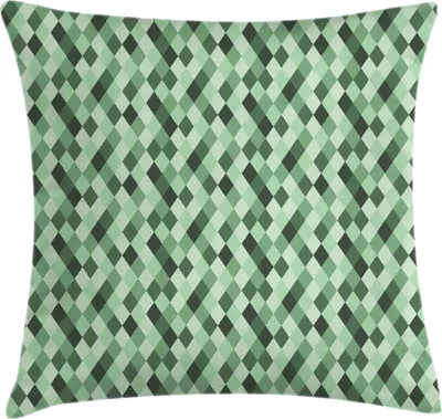 Produktbild von ABAKUHAUS geometrische Rhombus Kissenbezug, Moderne Symmetric Klassische Argyle-Muster in Grün Farbpalette drucken, 40 x 40 cm, Hellgrün Dunkelgrün