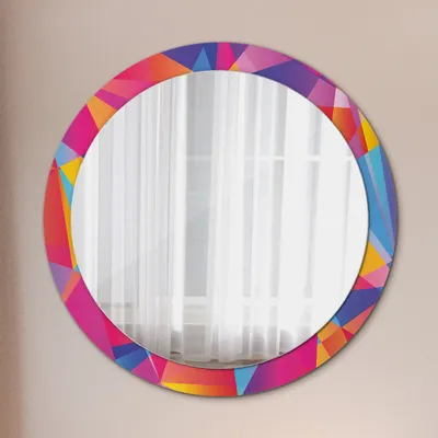 Obrázok produktu pre Ø90cm Moderné zrkadlo - nástenné zrkadlo na stenu - spálňa - geometrická kompozícia