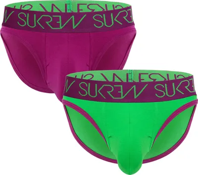 Image de SUKREW - Sous-vêtement Slips Hommes - Classic Brief Multipack 1x Deep Purple + 1x Verdant Green - Taille XS