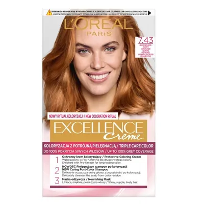Obrázek produktu pro Lehká... Měděno-Zlatá Vlasová Barva - L'Oreal Paris Excellence Creme 7.43
