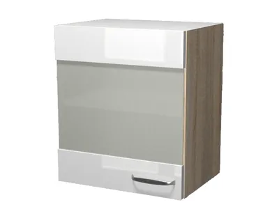 Produktbild von Glashängeschrank Küche - 50 cm breit - Hochglanz Weiß Sonoma Eiche – Valencia