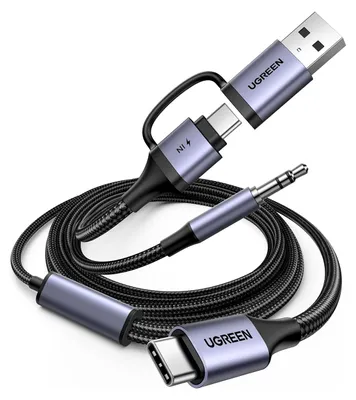Produktbild von UGREEN USB-C auf 3,5-mm-Audioadapter und Ladekabel, 1,5 m