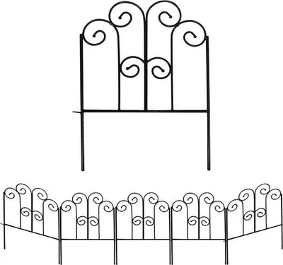 Produktbild von Famanu Gartenzaun 43 cm x 1,5 m - 5 dekorative Metallpaneele