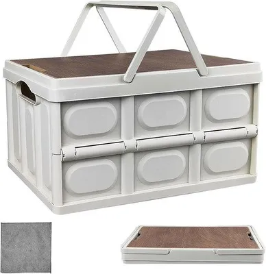 Produktbild von Faltbare Aufbewahrungsbox mit Deckel 30L - Tragbare Campingkiste für Zuhause, Reisen und Auto
