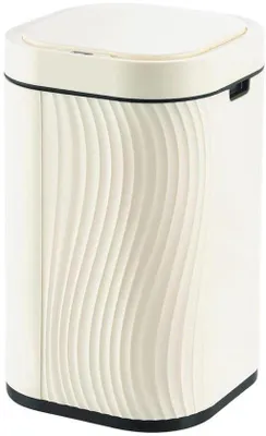 Image de Poubelle automatique de 12 litres avec capteur et couvercle pour la salle de bains et la cuisine (blanche)