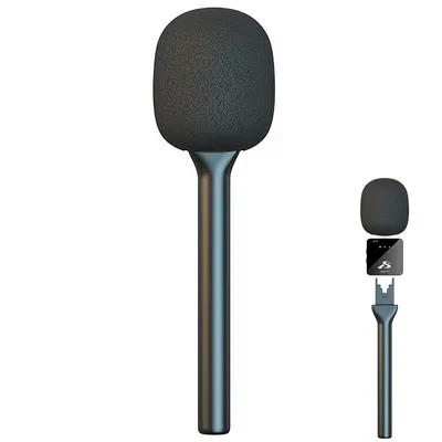Produktbild von Mikrofongriff, kapazitiver Handmikrofonstab mit Rauschunterdrückungsfunktion und 100 mAh Akkukapazität, perfekt für Interviews und mobile Aufnahmen