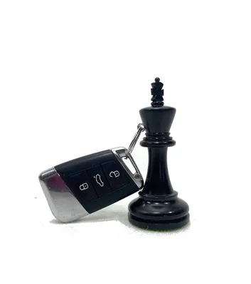 Produktbild von ROOGU Schlüsselanhänger Ring echte Schach Figur König Buchsbaum Handdien