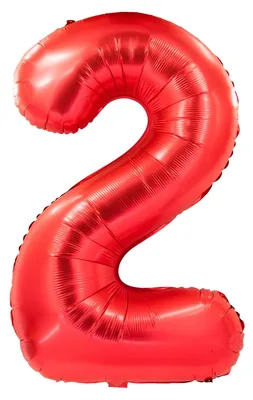 Produktbild von Folienballon 100cm Zahl 2 matt rot