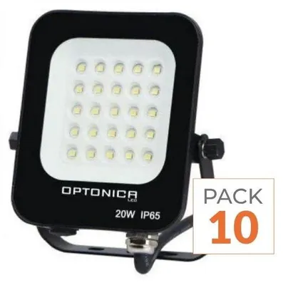 Image de Pack de 10 - Projecteur LED Extérieur SMD 20W IP65 Noir - Blanc Neutre 4000K - 5500K