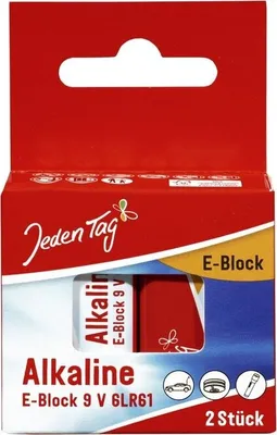 Produktbild von Jeden Tag - Alkaline Batterien - E-Block - 9V - 6LR61 - 2 Stück