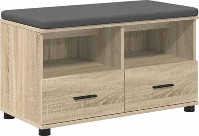 Image de Banc d'entrée avec coussin Chêne Sonoma 80 x 38 x 46 cm