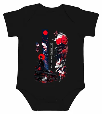 Obrázek produktu pro Tokyo JDM Samurai Auto Drift Pagode Sakura Katana Japonsko Y2K Nippon, body, černá barva, velikost 0/3
