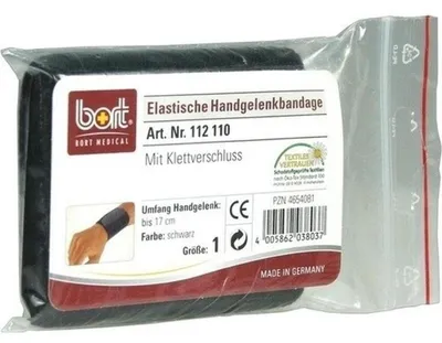 Zdjęcie produktu dla BORT Bandaż na nadgarstek czarny rozmiar 1, 1 szt. Bandaż