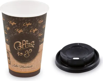Produktbild von 100x Kaffeebecher L 'Melange To Go' mit Trinkdeckel schwarz 250 ml 330 ml