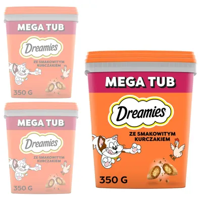 Zdjęcie produktu dla Dreamies Mega Pudełko Przysmak Dla Kota Chrupiące Paszteciki Z Nadzieniem Kurczak 3x350g