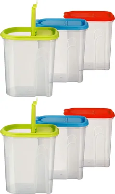 Immagine prodotto di Set di 6 barattoli per la conservazione - colorati - senza BPA - 2 litri