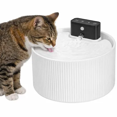Produktbild von Smarter Haustier Trinkbrunnen aus Keramik,Kabelloser Katzenbrunnen,mit Radar-Sensor,4000mAh Akku, 4-Schicht-Filterung & Ultra-leiser Pumpe, 3 Modi, BPA-frei