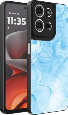 Produktbild von Smartphonica Handytasche Passend für Motorola Moto G15 mit Marmordruck - TPU Rückseitenschutzhülle Marmordesign - Hellblau