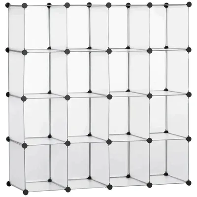 Zdjęcie produktu dla Modułowa regała magazynowa z 16 przegródkami | Kolor: biały | Wymiary: 32 x 125 x 125 cm