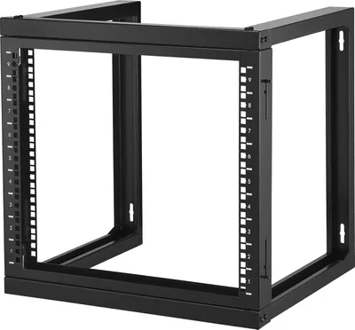 Obrázek produktu pro SucceBuy 9U stojan pro montáž na stěnu, nosnost 68,04 kg, otevřený serverový stojan z uhlíkové oceli, 20,9 x 17,7 x 20,5 palce, kompatibilní s 19palcovým IT a AV vybavením, černý, včetně šroubů