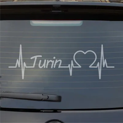 Produktbild von Heckscheibenaufkleber Turin Herzschlag Puls Stadt Liebe 55x18 cm Milchglas Auto Aufkleber Sticker