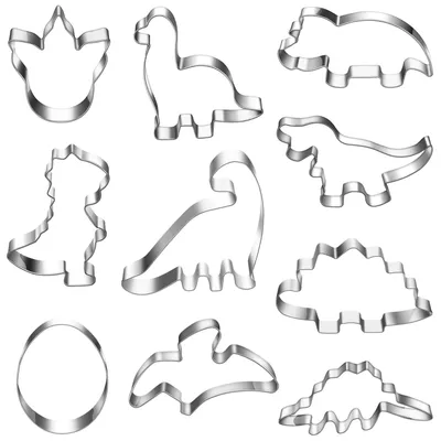 Produktbild von Ausstechformen, 10 Stück, große Dinosaurier-Ausstechformen, Ausstechformen aus Edelstahl, Ausstechformen für Fondant zum Selbermachen, Dinosaurier-Ausstechformen für Kinderpartydekorationen