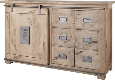 Image de MASSIVMOEBEL24 | Buffet 140x45 Manguier laqué blanchi RAILWAY #321