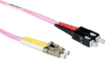 Immagine prodotto di ACT 2 metri LSZH Cavo patch in fibra multimodale 50/125 OM4 duplex con connettori LC e SC
