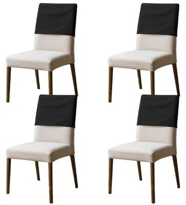 Image de Lot de 4 housses stretch lavables pour coussins de chaises de salle à manger