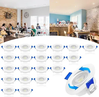 Productafbeelding van JOIEYOU 20 stuks LED spots, plafondlamp, 230V, 5W, inbouwspots, IP21, plafondspots, ABS + acrylglas, LED spotlamp, keukenlamp, plafondverlichting, geschikt voor woonkamer, slaapkamer, hal (warm wit)