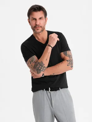 Produktbild von Ombre Clothing Kurzarmhemd für Männer Mario schwarz M