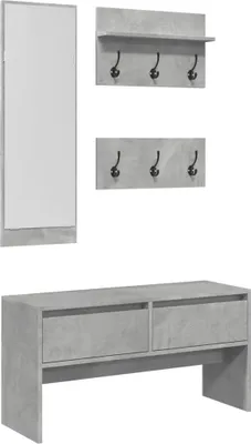 Image de vidaXL Ensemble de vestiaires 4 pièces gris béton bois composite
