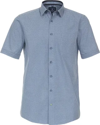 Zdjęcie produktu dla REDMOND Koszulka z krótkim rękawem, z kieszenią na piersi, niebieska w wzory, rozmiar 2XL, krój Comfort Fit