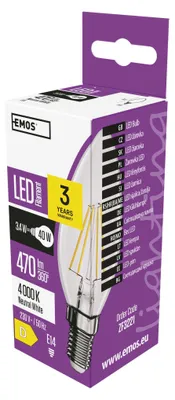 LED Lampe Filament Candle / E14 / 3,4 W (40 W) / 470 lm / Neutralweiß