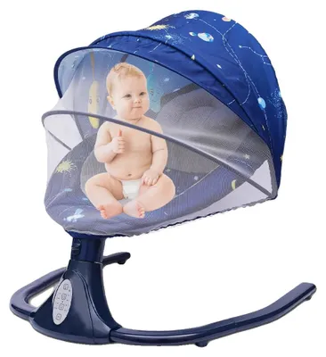 Produktbild von Baby-Schaukel, elektrisch mit Fernbedienung, einstellbare Geschwindigkeiten, Blau