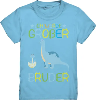 Produktbild von Dinosaurier Großer Bruder Dino T-Shirt – Sky Blue / 152/164 (12-14)