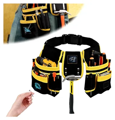 Produktbild von Werkzeuggürtel für Herren mit 26 Taschen, robuster Handwerkergürtel, verstellbar und abnehmbar für Elektriker, Tischler und Klempner