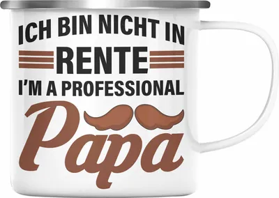 Produktbild von Trendation - Renter Emaille Tasse mit Spruch Ruhestand Geschenk Rente Mann Lustig Renteneintritt Abschiedsgeschenk Sprüche Papa (Silber)