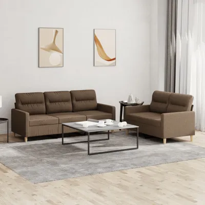 Image de vidaXL Ensemble de canapés 2 pièces avec coussins Tissu brun