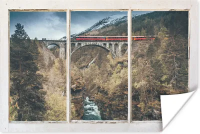 Produktbild von MuchoWow® Poster Aussicht - Berg - Brücke 90x60 cm - Schlafzimmer