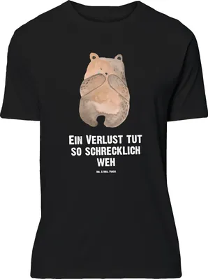 Produktbild von Mr. & Mrs. Panda Größe M T-Shirt Bär Verlust - Schwarz - Geschenk, Teddy, Herren, Tshirt, Shirt, Trauer Trauergeschenk Traurig Trösten Trost Liebeskummer, mit Spruch