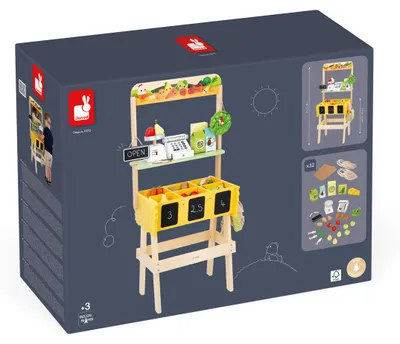 Produktbild von Janod Holz-Bauernhofladen - Spielzeug Marktstand mit Zubehör