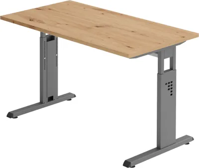 Produktbild von bümö Schreibtisch Serie-O (Mini) - Nachbildung: Asteiche, Größe:  120 x 67,2 cm, Gestell: Graphit